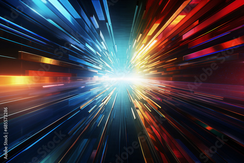 Abstract Futuristic Technology Background with Vibrant Chromatic Reflection Effect
