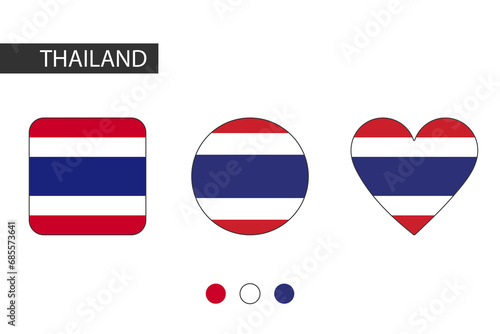 Free Download Thailand 3 shapes (square, circle, heart) with city flag. Isolated on white background. - GFXLoad