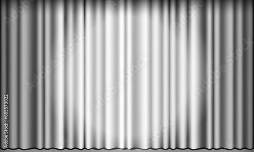 White curtain background. Theatrical drapes. White fabric. Wavy silk background.