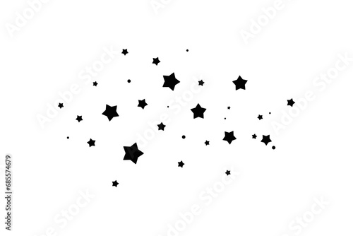 Modern template of luxurious black stars. Elegant design for greeting cards  business  presentation or congratulations. Meteoroids  comets  asteroids and stars. Powder on white background. Png.
