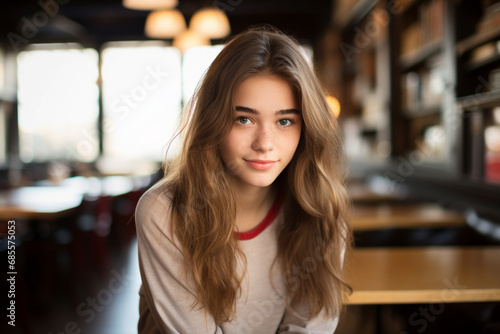 Radiant Confidence: Teenage Girl Smiling Confidently at the Camera
