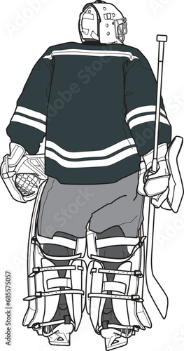 Hockey GOALIE from the back, vector