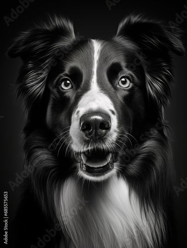 Black and white portrait of a border collie © AlineAll