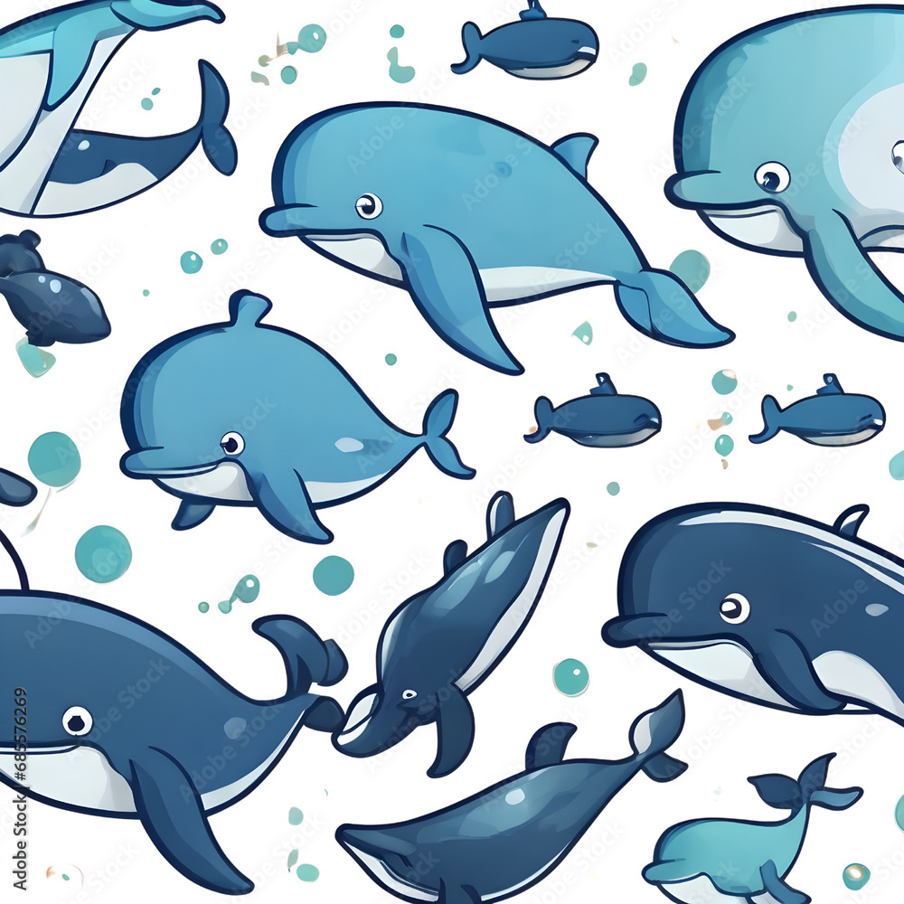 Fototapeta premium Whale Cartoon PNG Format with transparent background
