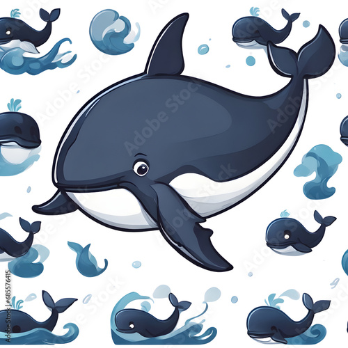 Whale Cartoon PNG Format with transparent background