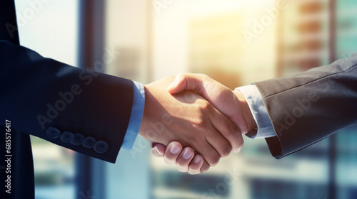 The head of the enterprise and the interested party shake hands. Modern business relations. Business. photo