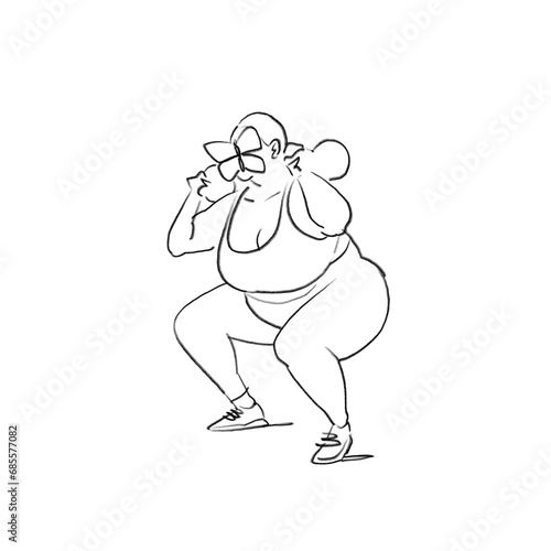 Curvy woman doing squats (ID: 685577082)