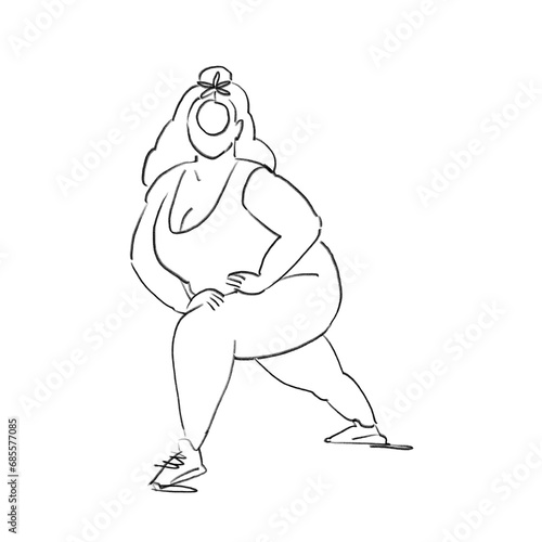 Curvy woman doing lunges (ID: 685577085)
