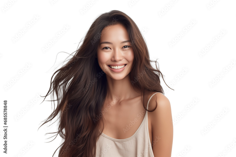 Natural Woman Smiling on Transparent Background Natural Woman Smiling on Transparent Background