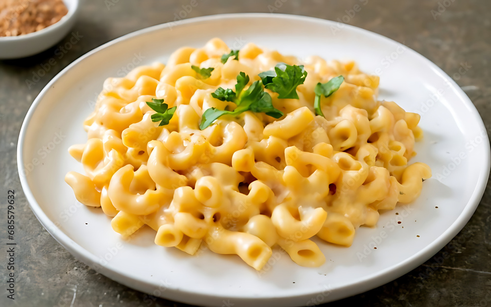 Capture the essence of Mac and Cheese in a mouthwatering food photography shot Generative AI Capture the essence of Mac and Cheese in a mouthwatering food photography shot Generative AI