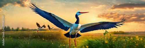 collage on the theme of Belarusian stork photo