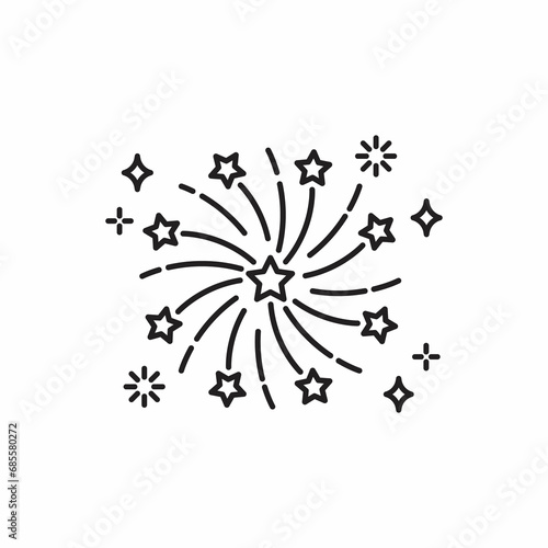 Fireworks line icon. Pyrotechnic salute sign. Carnival celebration lights symbol. Quality design element. Editable stroke. Linear style fireworks icon.