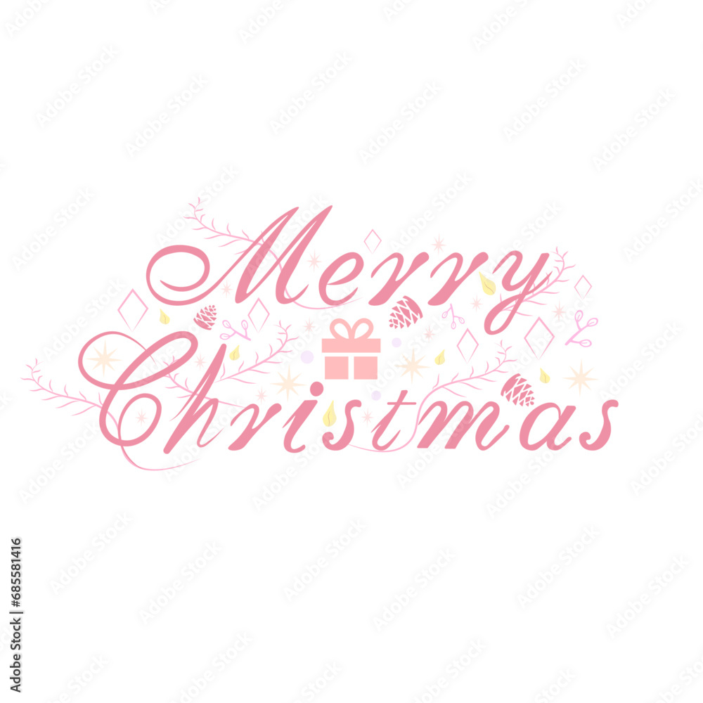 Merry Christmas and Happy New Year text, lettering for greeting cards, banners, posters, isolated vector illustration. Merry Christmas and Happy New Year greeting 