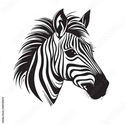 Fototapeta Naklejka Na Ścianę i Meble -  Zebra in cartoon, doodle style. Isolated 2d vector illustration in logo, icon style, Eps 10, black and white. AI Generative