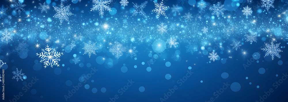 Blue christmas banner with snowflakes merry christmas background. Christmas background Blue