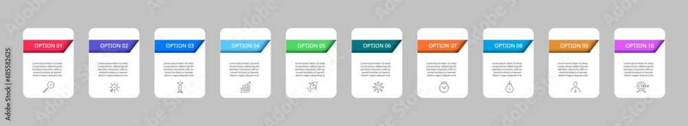Obraz premium Vector Infographic design business template with icons and 10 options or steps.