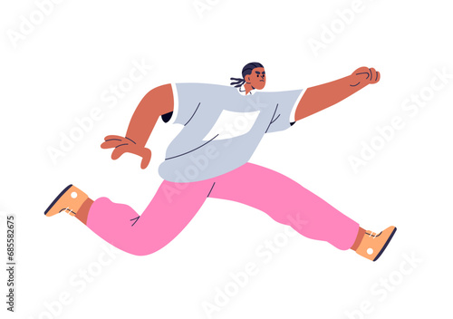 Angry furious man running fast. Annoyed irritated evil unhappy character hurrying, rushing in bad negative mood, anger and irritation emotion. Flat vector illustration isolated on white background
