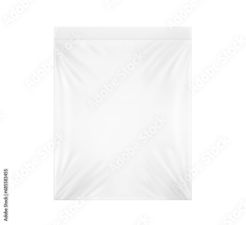Transparent zip lock bag mockup. Hight realistic vector illustration isolated on white background. Ready for  your design. EPS10.