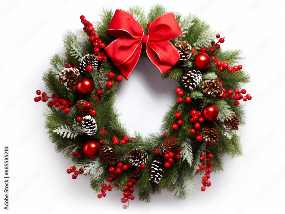 Christmas wreath, white background Christmas wreath, white background
