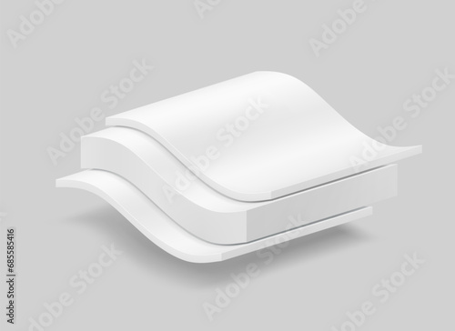 Realistic wavy three-layer material. Great for presenting the structure and composition of materials, fabrics. Vector illustration isolated on grey background. EPS10.