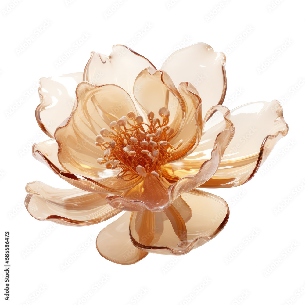 brown crystal peony flower,brown peony made of crystal isolated on transparent background,transparency 