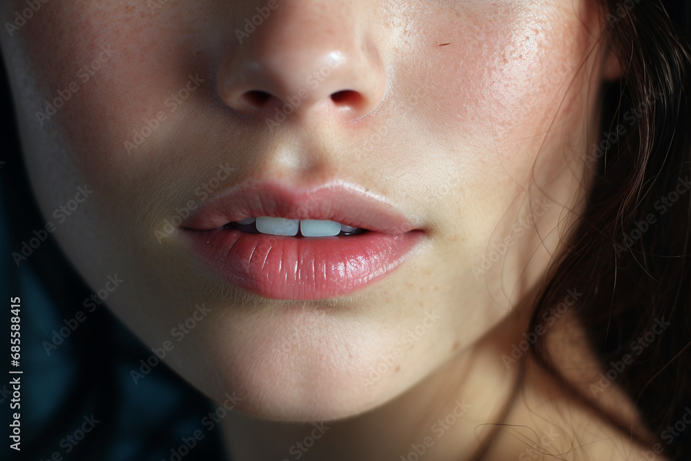Ethereal Beauty: Close-Up Shot Showcasing the Woman's Beautiful Skin Ethereal Beauty: Close-Up Shot Showcasing the Woman's Beautiful Skin