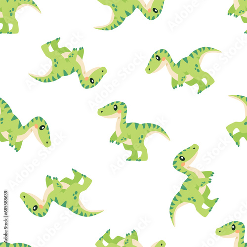 Bright vector seamless pattern. Cute dinosaurs. Pattern for baby clothes, textiles, diapers and fabrics. Vector illustration