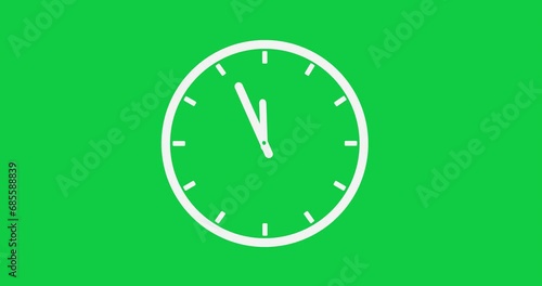 12 Hours Clock. 4K High Quality Green Screen Video. Transparent Background. photo