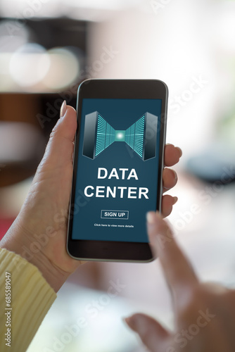 Data center concept on a smartphone