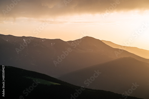 Golden sunlight over the mountains