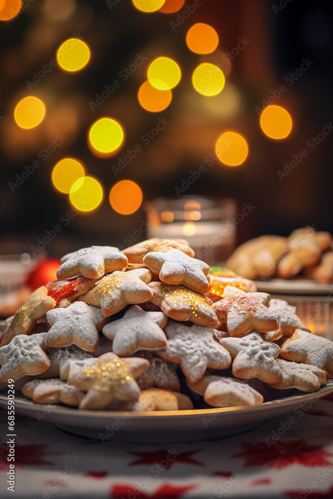 A plate of traditional Christmas cookies