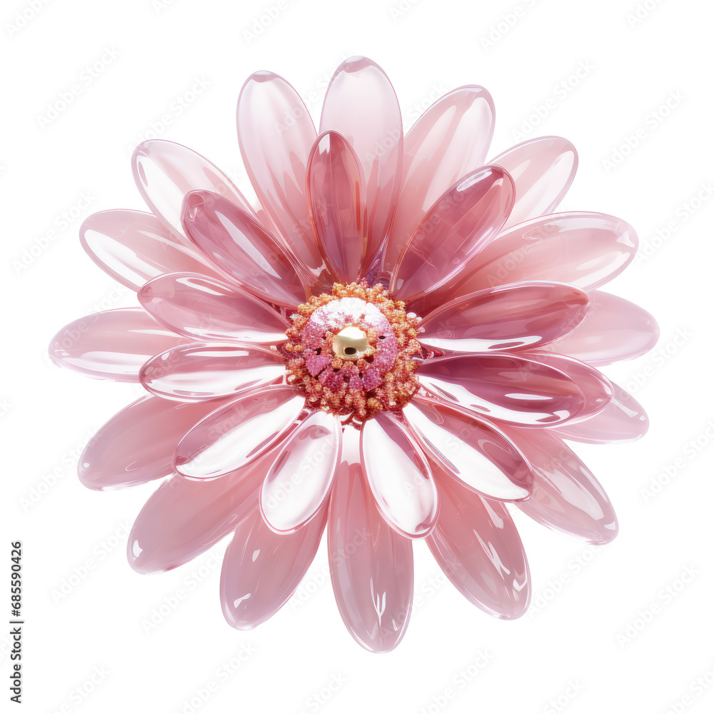 Pink crystal daisy,pink daisy made of crystal isolated on transparent background,transparency 