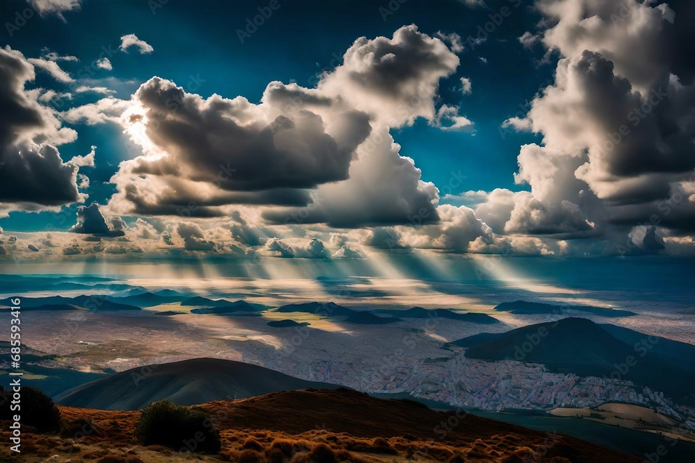landscape with clouds and sun landscape with clouds and sun