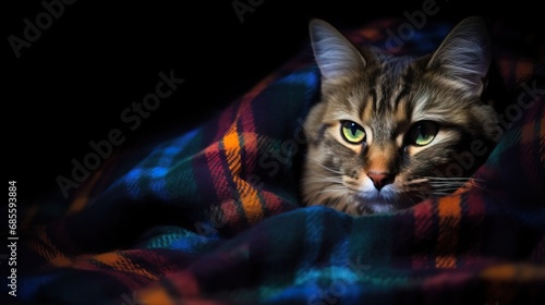  Cat under a blanket