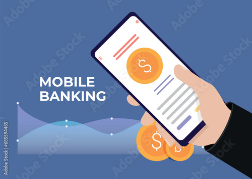 Flat design vector colored illustration concept for mobile banking and online payment isolated on bright background