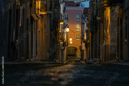 A street in Lisbon at night