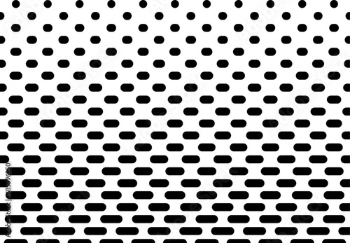 Seamless halftone vector background.Filled with black circles and ovals .Short fade out. 21`figures in height