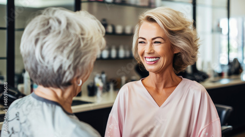 Senior Woman and Visiting Hairdresser