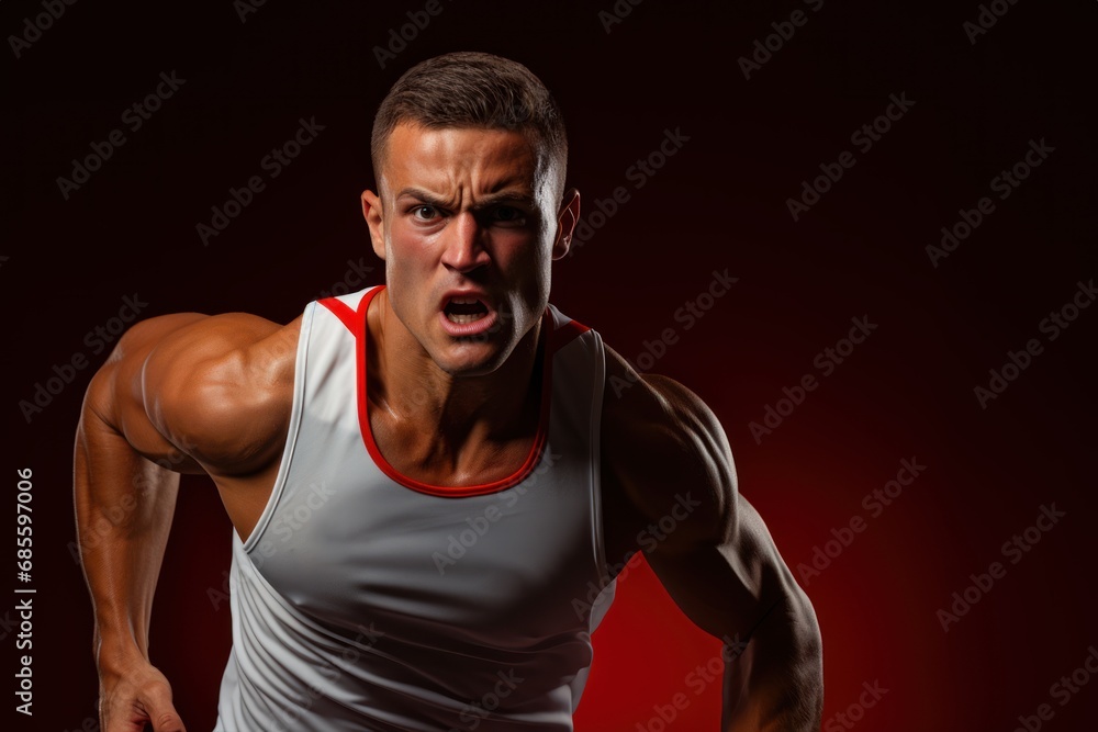 Fototapeta premium Runner mid stride emphasizing speed with motion blur, runner image