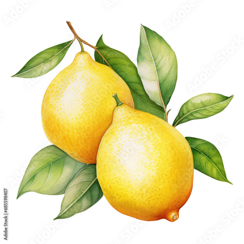 Vibrant Watercolor Illustration on White Background for Fresh Citrus Vibes