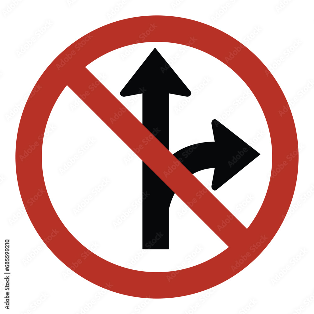 no right turn and straight ahead, road sign no right turn and straight ahead, road sign