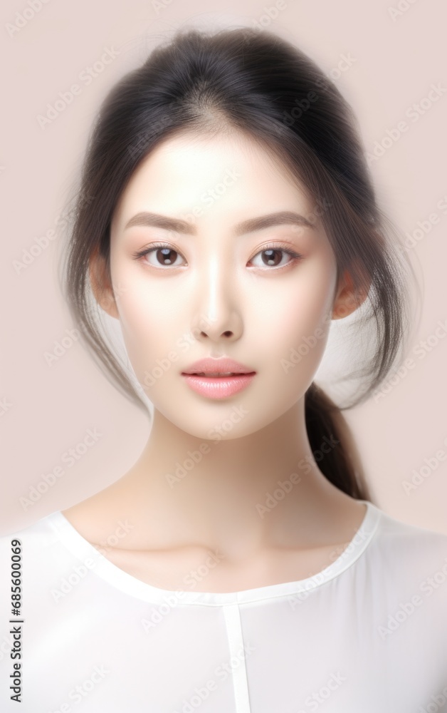 Beautiful young asian woman with clean fresh skin on beige background, Face care, Facial treatment, Cosmetology, beauty and spa, Asian women portrait. Beautiful young asian woman with clean fresh skin on beige background, Face care, Facial treatment, Cosmetology, beauty and spa, Asian women portrait.