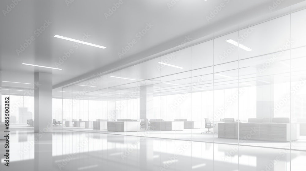 Modern open space office with city view 3D Render Modern open space office with city view 3D Render