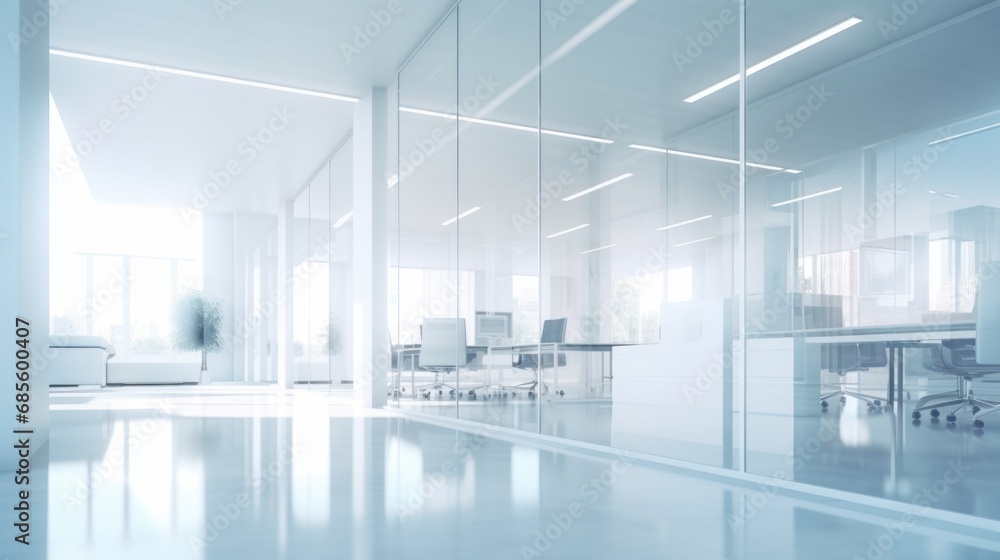 Modern open space office with city view 3D Render Modern open space office with city view 3D Render