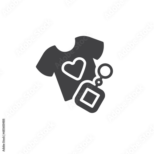 T-shirt and keychain vector icon