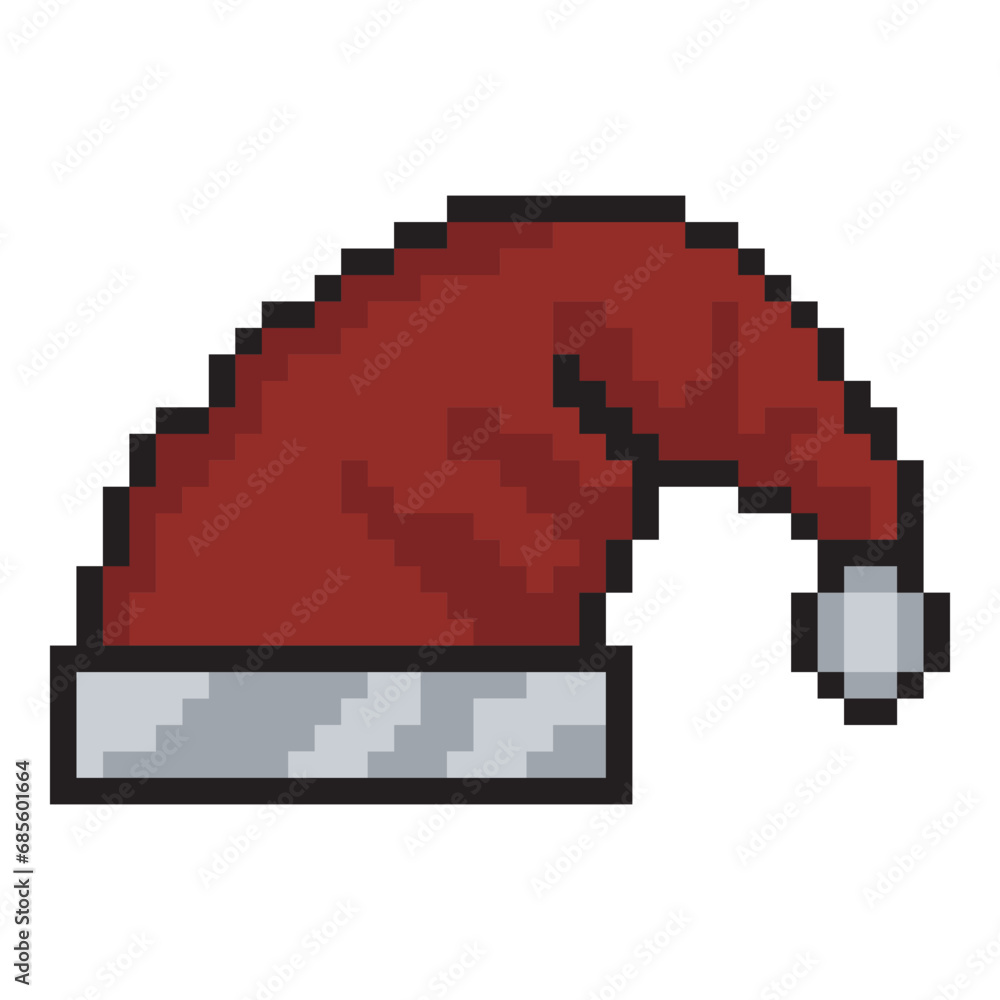 Fototapeta premium Santa claus hat pixel art design