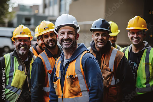 Smiling construction workers
