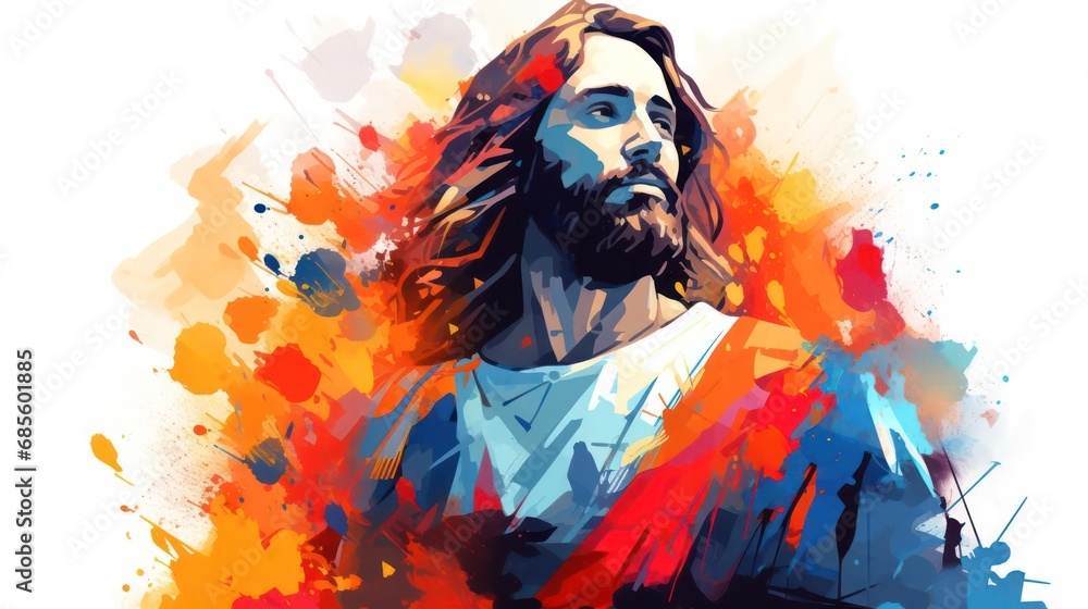 Jesus with Colorful Backgrounf Jesus with Colorful Backgrounf