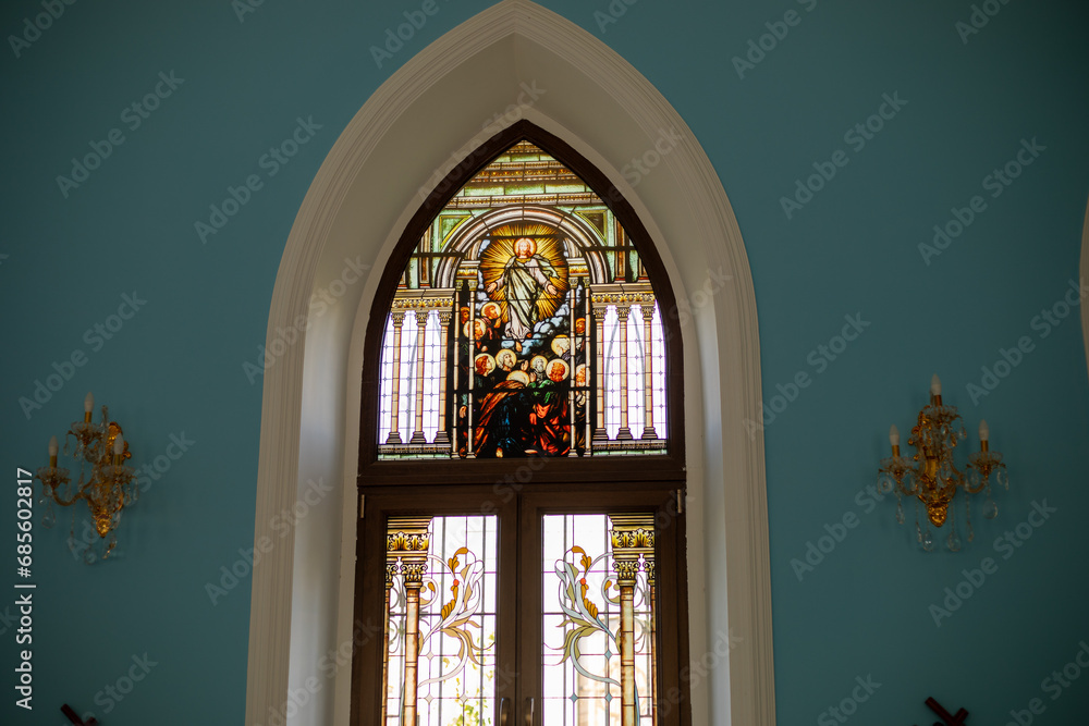 beautiful glass patterns in the church window