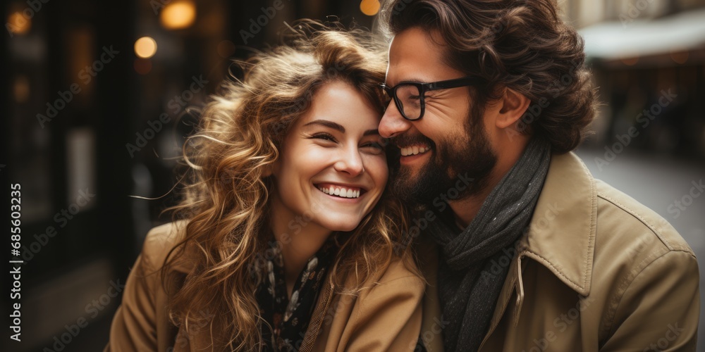 happy couple in love visiting Paris city . AI Generated happy couple in love visiting Paris city . AI Generated